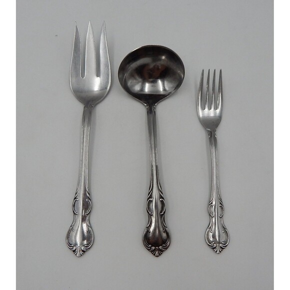 Reed & Barton Rebacraft La Femme Stainless Set Meat Fork Gravy Ladle Salad Fork - Picture 1 of 9